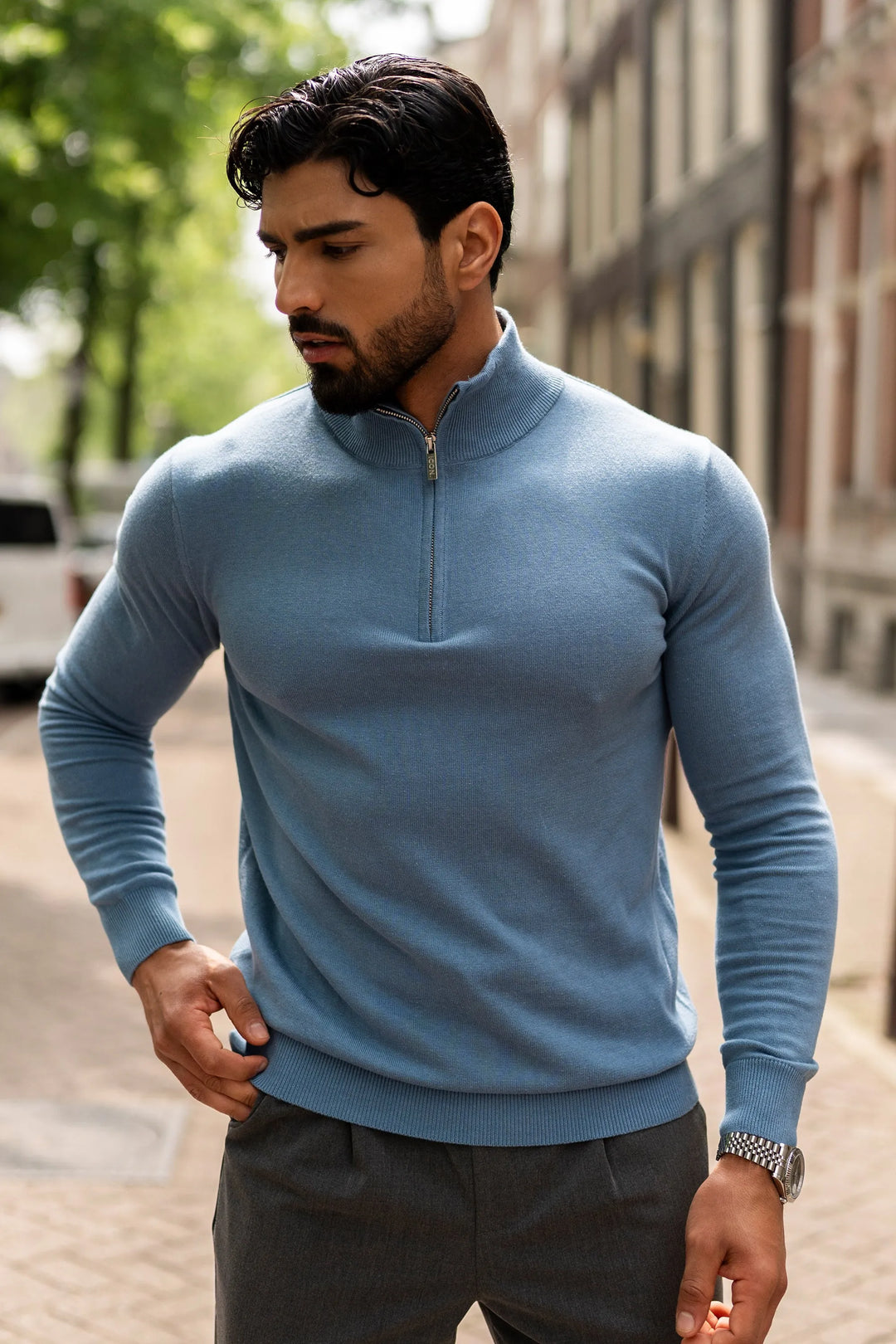 THE SANTONI QUARTER ZIP SWEATER