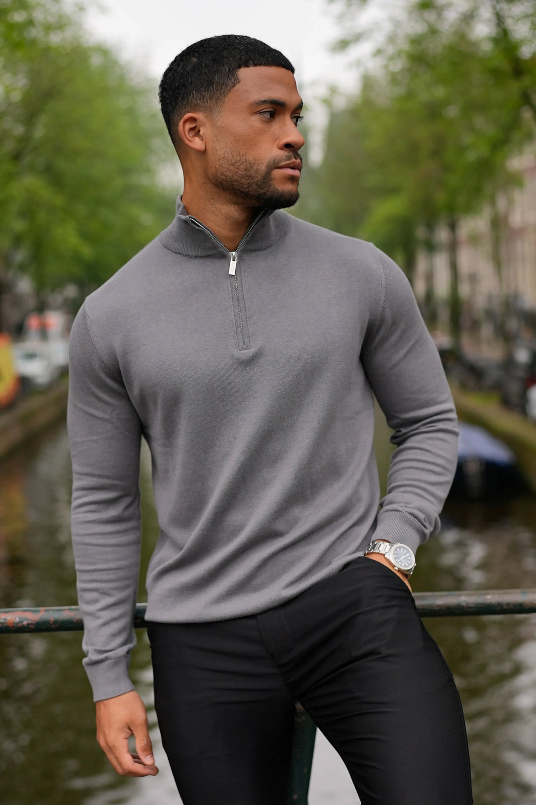 THE SANTONI QUARTER ZIP SWEATER