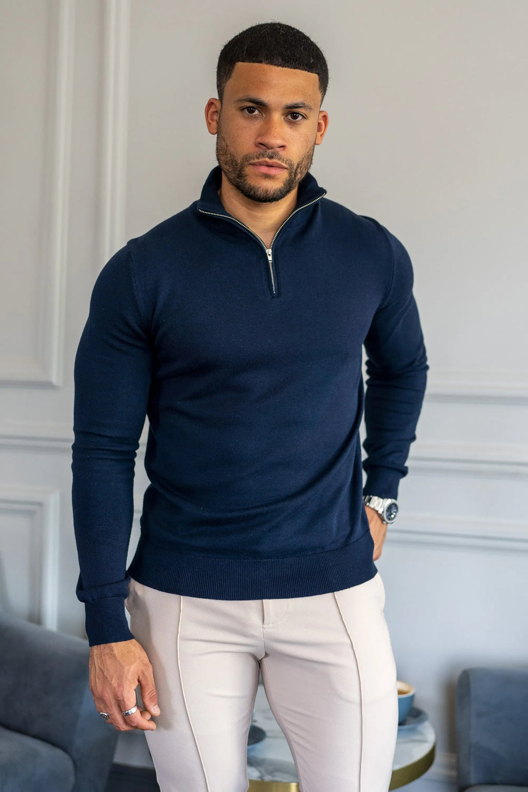 THE SANTONI QUARTER ZIP SWEATER
