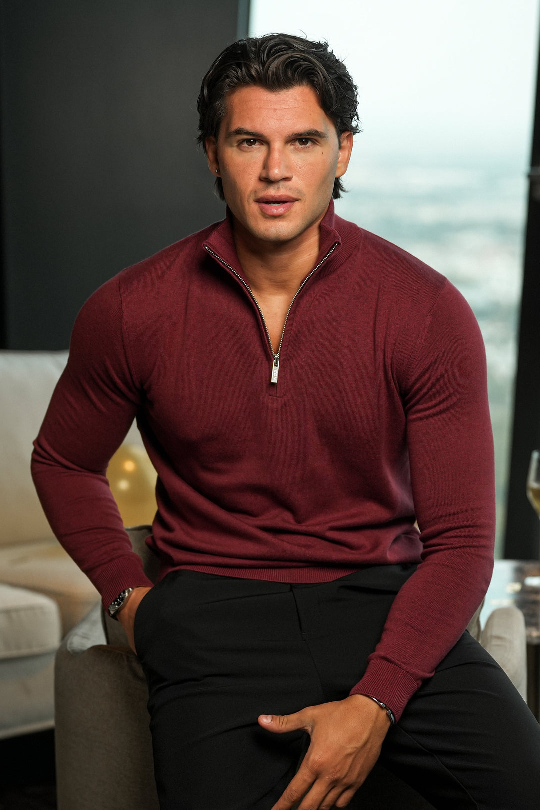 THE SANTONI QUARTER ZIP SWEATER